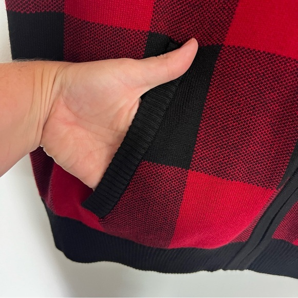 Torrid Cardigan Zip Up Buffalo Plaid Bomber Sweater - Picture 8 of 15
